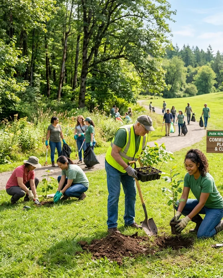 Volunteers planting trees