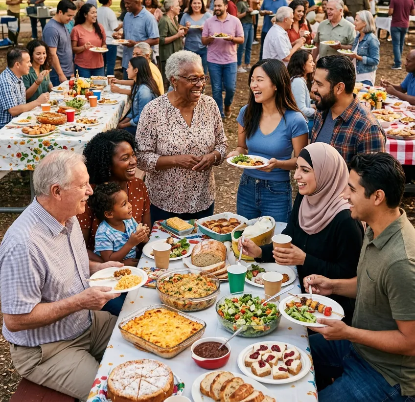 Neighborhood potluck gathering